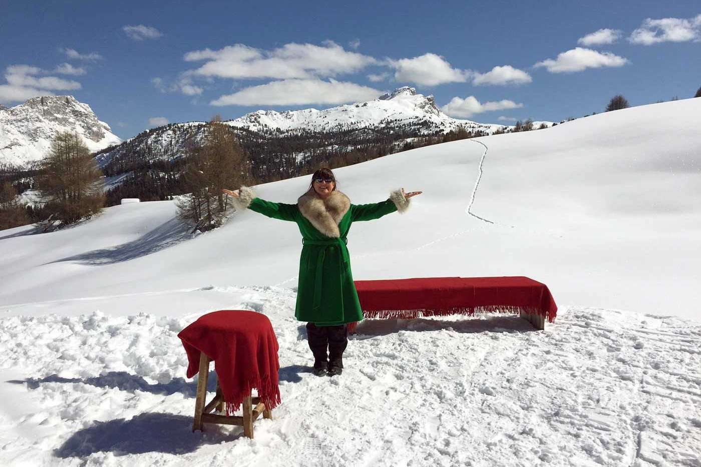 Zena at a ski wedding
