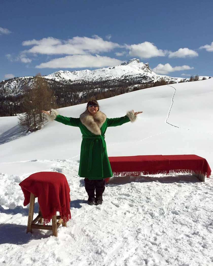 Zena at a ski wedding